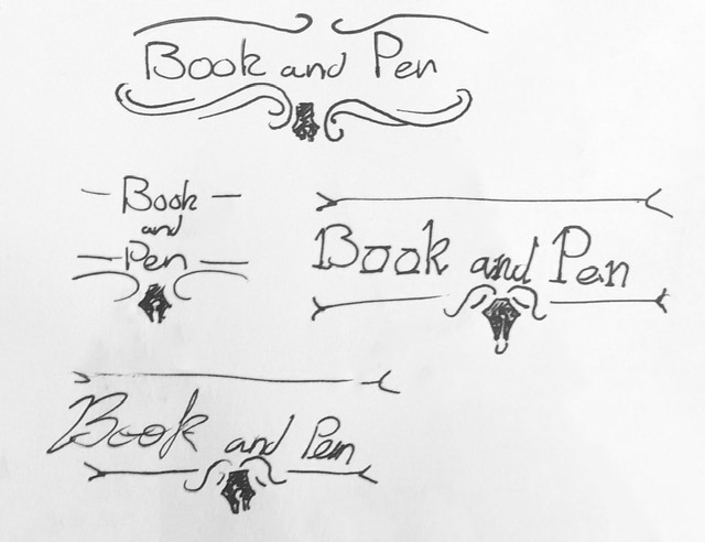 sketches of book and pen logo