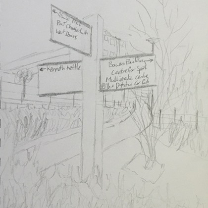 a drawing of a signpost